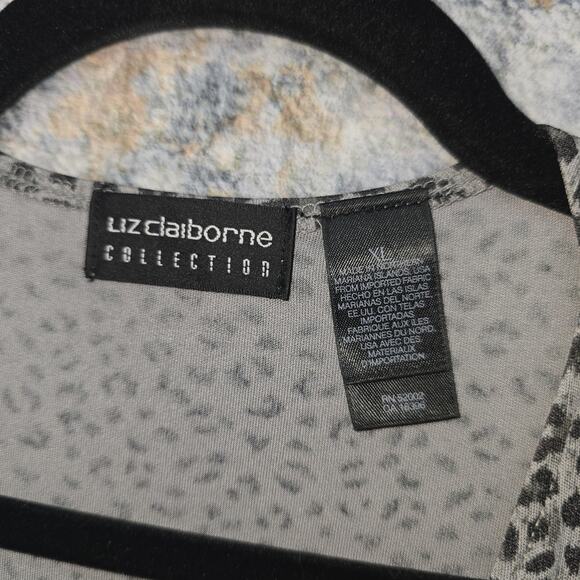 Liz Claiborne Collection Wrap Dress Womens XL Grey Leopard Animal Print Stretchy - Picture 3 of 9